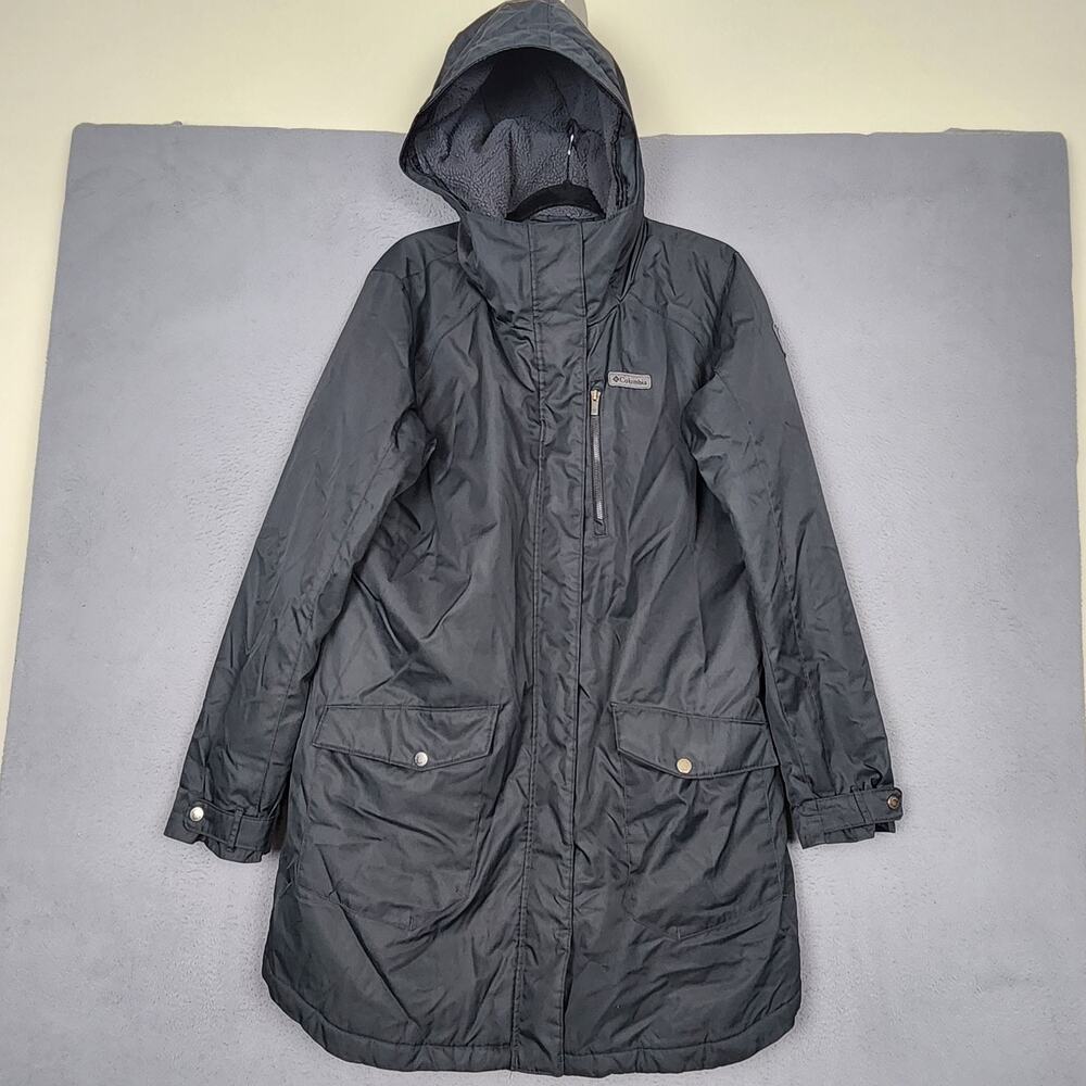 Columbia Omni-Heat Suttle Mountain Coat Womens XL Gray Hooded Insulated Parka